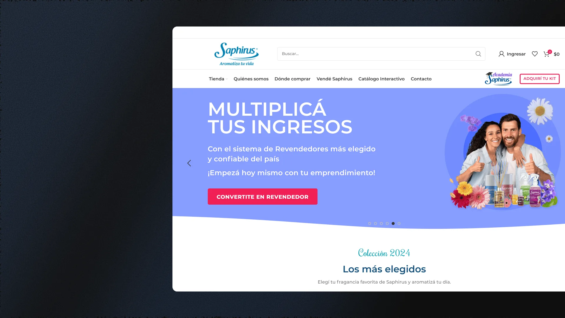 Mockup del proyecto Saphirus Ecommerce