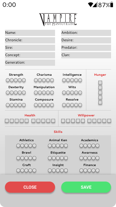 Hoja de personaje — Digital y editable