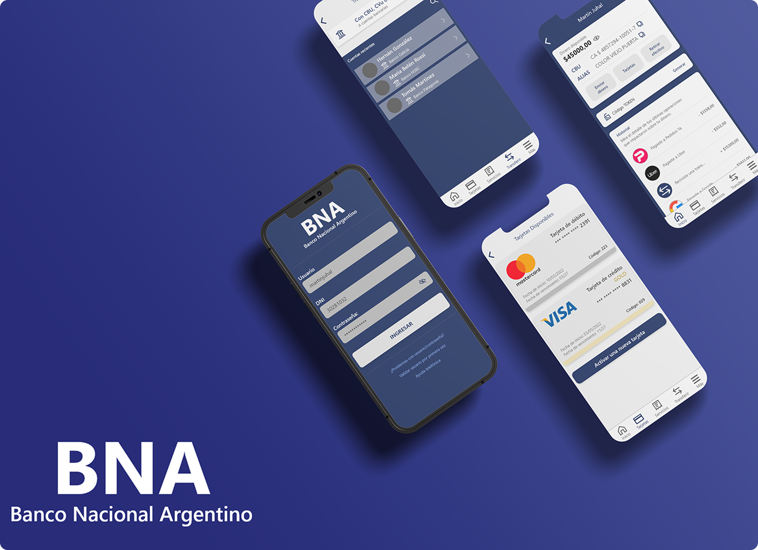 Mockup del proyecto BNA Home Banking